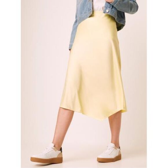 French Connection Dresses & Skirts - French Connection Asymmetrical Drape Midi Skirt Yellow Basic M